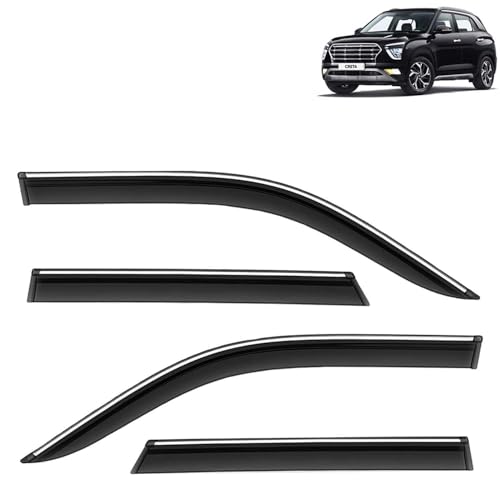 KINGSWAY Accessories Chrome Lining Door Visor Only Compatible with Maruti Suzuki Swift (Year 2024 Onwards) All Model, Premium Chromeline Unbreakable Car Rain Guard Side Rear Wind Deflectors, Pack of 4|B0D8TBQ1PM