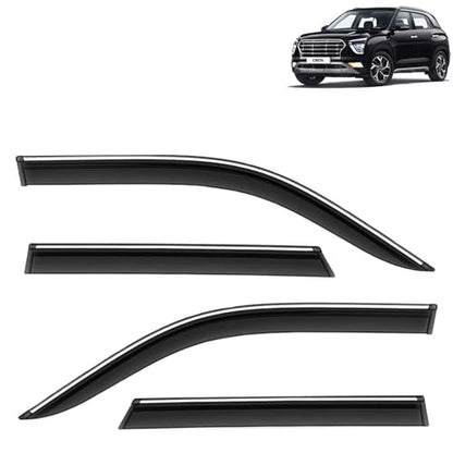 KINGSWAY Accessories Chrome Lining Door Visor Only Compatible with Maruti Suzuki Swift (Year 2024 Onwards) All Model, Premium Chromeline Unbreakable Car Rain Guard Side Rear Wind Deflectors, Pack of 4|B0D8TBQ1PM