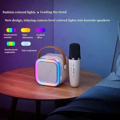 10W Mini Bluetooth Speaker with Wireless Karaoke Mic | 6 Hours of Playtime, RGB Lights, Type-C, Rechargeable Karaoke Box for Singing & Birthday Gift for Kids, Girls and Boys|B0GTB5HBWS