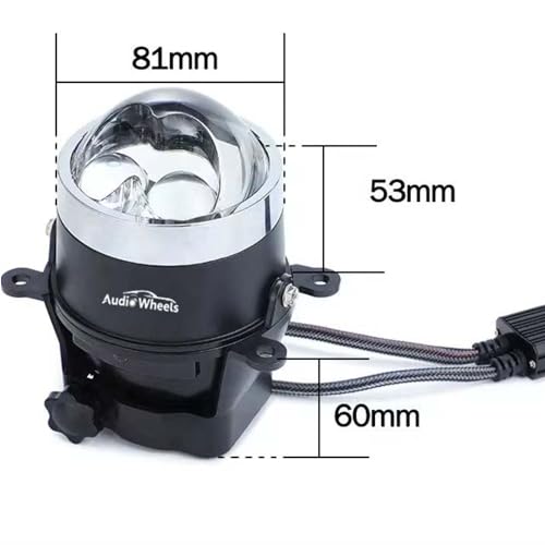 Audio Wheels 3 Inch Universal LED Projector Projector Fog Lamp - 120W Dual-Beam | White -6000K | 15,000LM | Blue Film Lens | 12V/24V Car Driving Light for Vehicle Modification | 1-Year Warranty|B0FRSS6HB4