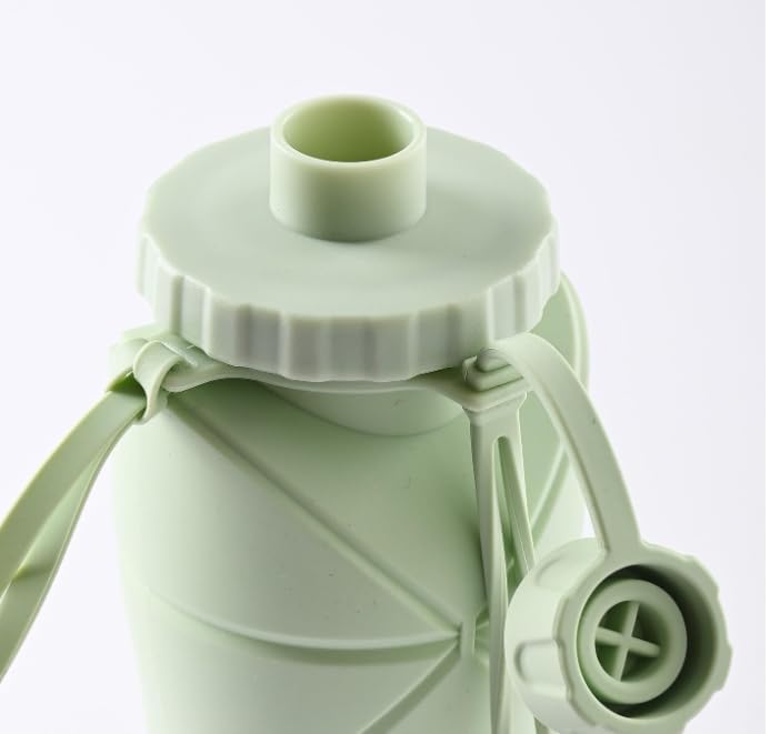 SILENCIO Silicone Water Bottle 600 ml | Foldable Leak Proof Travel Bottle | BPA Free Reusable Drinking Bottle for Gym, Trekking, Camping & Outdoor Use (GREEN)|B0GJLN8HL1