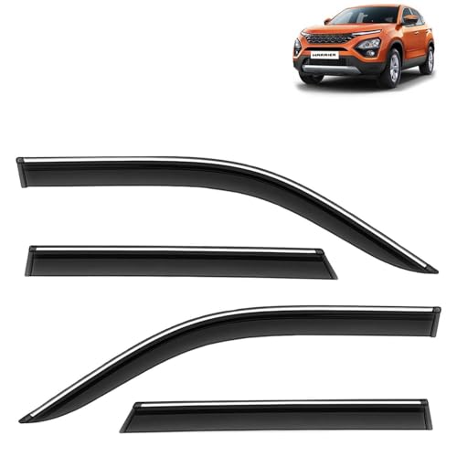 KINGSWAY Accessories Chrome Lining Door Visor Only Compatible with Maruti Suzuki Swift (Year 2024 Onwards) All Model, Premium Chromeline Unbreakable Car Rain Guard Side Rear Wind Deflectors, Pack of 4|B0D8TBQ1PM
