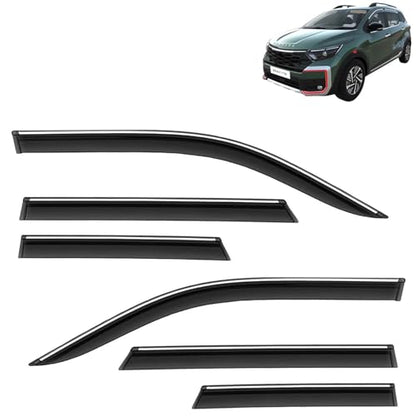 KINGSWAY Accessories Chrome Lining Door Visor Only Compatible with Maruti Suzuki Swift (Year 2024 Onwards) All Model, Premium Chromeline Unbreakable Car Rain Guard Side Rear Wind Deflectors, Pack of 4|B0D8TBQ1PM