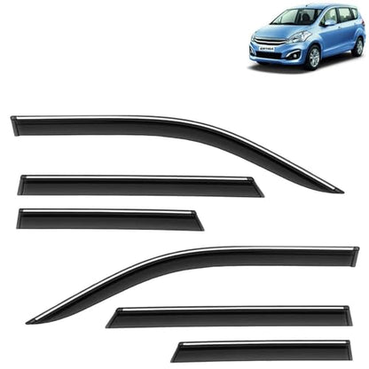 KINGSWAY Accessories Chrome Lining Door Visor Only Compatible with Maruti Suzuki Swift (Year 2024 Onwards) All Model, Premium Chromeline Unbreakable Car Rain Guard Side Rear Wind Deflectors, Pack of 4|B0D8TBQ1PM