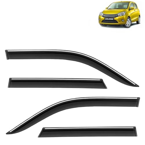 KINGSWAY Accessories Chrome Lining Door Visor Only Compatible with Maruti Suzuki Swift (Year 2024 Onwards) All Model, Premium Chromeline Unbreakable Car Rain Guard Side Rear Wind Deflectors, Pack of 4|B0D8TBQ1PM