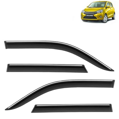 KINGSWAY Accessories Chrome Lining Door Visor Only Compatible with Maruti Suzuki Swift (Year 2024 Onwards) All Model, Premium Chromeline Unbreakable Car Rain Guard Side Rear Wind Deflectors, Pack of 4|B0D8TBQ1PM