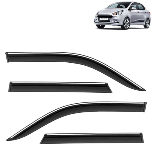 KINGSWAY Accessories Chrome Lining Door Visor Only Compatible with Maruti Suzuki Swift (Year 2024 Onwards) All Model, Premium Chromeline Unbreakable Car Rain Guard Side Rear Wind Deflectors, Pack of 4|B0D8TBQ1PM