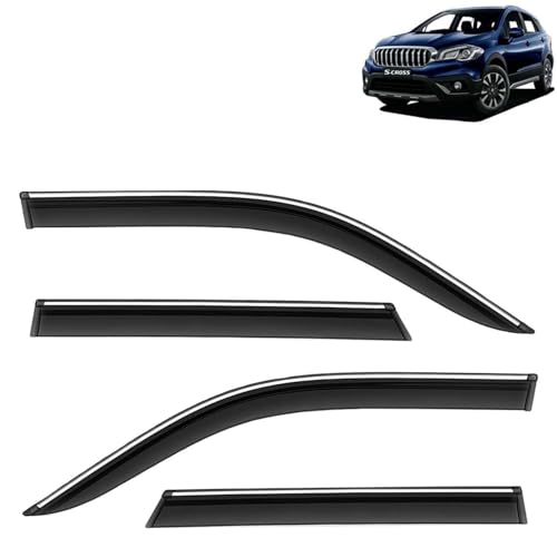 KINGSWAY Accessories Chrome Lining Door Visor Only Compatible with Maruti Suzuki Swift (Year 2024 Onwards) All Model, Premium Chromeline Unbreakable Car Rain Guard Side Rear Wind Deflectors, Pack of 4|B0D8TBQ1PM