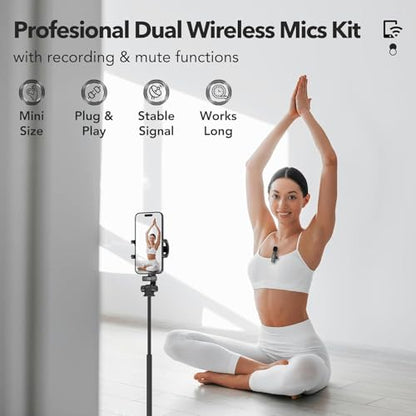 K9 Dual Wireless Microphone (2 Mics) for Mobile – Plug & Play Lavalier Mic for iPhone & Android, Clip On Mic for YouTube, Reels, Vlogging, Interviews & Video Recording|B0G5J1W97R