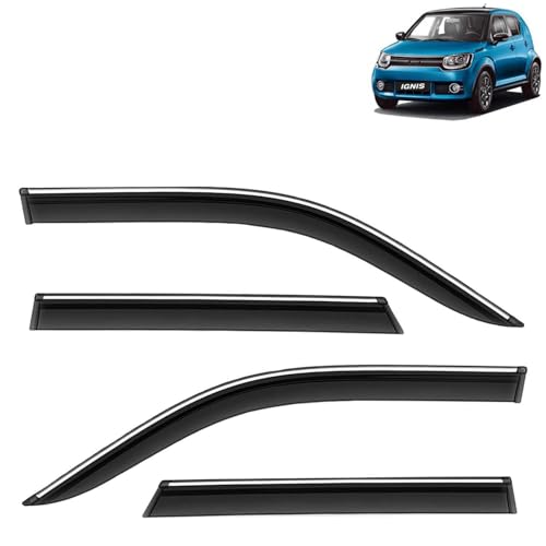 KINGSWAY Accessories Chrome Lining Door Visor Only Compatible with Maruti Suzuki Swift (Year 2024 Onwards) All Model, Premium Chromeline Unbreakable Car Rain Guard Side Rear Wind Deflectors, Pack of 4|B0D8TBQ1PM