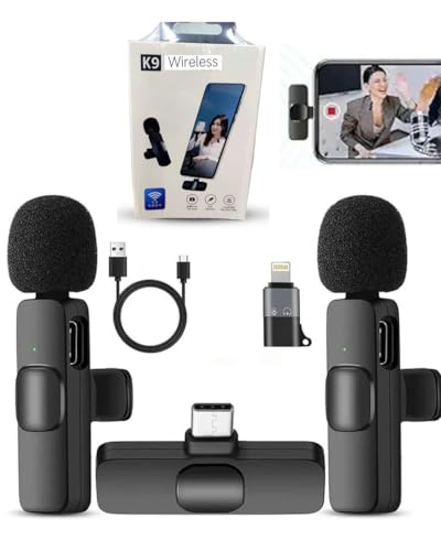 K9 Dual Wireless Microphone (2 Mics) for Mobile – Plug & Play Lavalier Mic for iPhone & Android, Clip On Mic for YouTube, Reels, Vlogging, Interviews & Video Recording|B0G5J1W97R