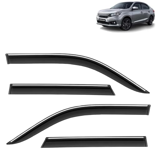 KINGSWAY Accessories Chrome Lining Door Visor Only Compatible with Maruti Suzuki Swift (Year 2024 Onwards) All Model, Premium Chromeline Unbreakable Car Rain Guard Side Rear Wind Deflectors, Pack of 4|B0D8TBQ1PM