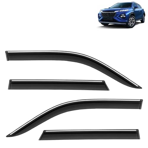 KINGSWAY Accessories Chrome Lining Door Visor Only Compatible with Maruti Suzuki Swift (Year 2024 Onwards) All Model, Premium Chromeline Unbreakable Car Rain Guard Side Rear Wind Deflectors, Pack of 4|B0D8TBQ1PM