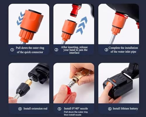 (Double Battery) Cordless Portable Wireless Pressure Washer Gun 48V 12000mAh High Pressure Water Gun for Car Wash & Bikes Cleaning with Adjustable Nozzles & 5M Hose Pipe Car|B0H9SG6WWY
