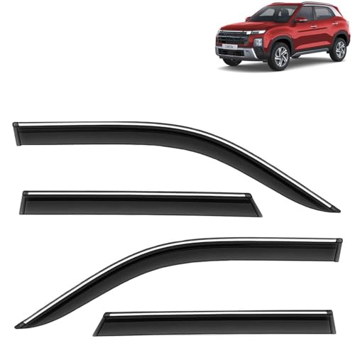 KINGSWAY Accessories Chrome Lining Door Visor Only Compatible with Maruti Suzuki Swift (Year 2024 Onwards) All Model, Premium Chromeline Unbreakable Car Rain Guard Side Rear Wind Deflectors, Pack of 4|B0D8TBQ1PM