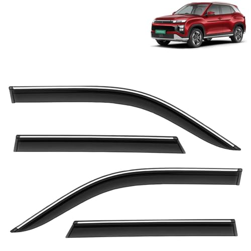KINGSWAY Accessories Chrome Lining Door Visor Only Compatible with Maruti Suzuki Swift (Year 2024 Onwards) All Model, Premium Chromeline Unbreakable Car Rain Guard Side Rear Wind Deflectors, Pack of 4|B0D8TBQ1PM