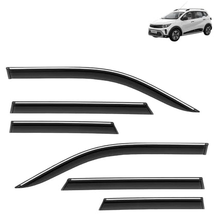 KINGSWAY Accessories Chrome Lining Door Visor Only Compatible with Maruti Suzuki Swift (Year 2024 Onwards) All Model, Premium Chromeline Unbreakable Car Rain Guard Side Rear Wind Deflectors, Pack of 4|B0D8TBQ1PM