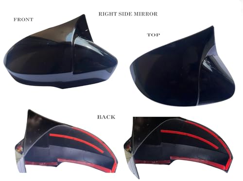 Batman Style Car Side Mirror Covers compatible with New Swift, Baleno, New Dzire (2017-2025), Fronx, Glanza, Ignis, Ciaz, Gloss Black Finish, Set of 2|B0GL9GNFHX