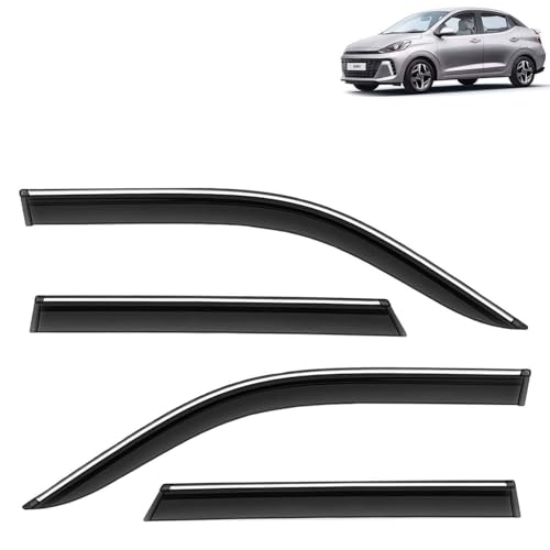 KINGSWAY Accessories Chrome Lining Door Visor Only Compatible with Maruti Suzuki Swift (Year 2024 Onwards) All Model, Premium Chromeline Unbreakable Car Rain Guard Side Rear Wind Deflectors, Pack of 4|B0D8TBQ1PM