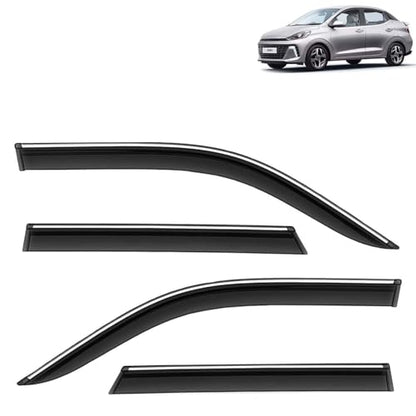 KINGSWAY Accessories Chrome Lining Door Visor Only Compatible with Maruti Suzuki Swift (Year 2024 Onwards) All Model, Premium Chromeline Unbreakable Car Rain Guard Side Rear Wind Deflectors, Pack of 4|B0D8TBQ1PM