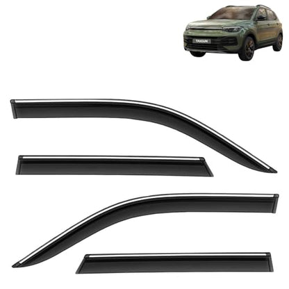 KINGSWAY Accessories Chrome Lining Door Visor Only Compatible with Maruti Suzuki Swift (Year 2024 Onwards) All Model, Premium Chromeline Unbreakable Car Rain Guard Side Rear Wind Deflectors, Pack of 4|B0D8TBQ1PM