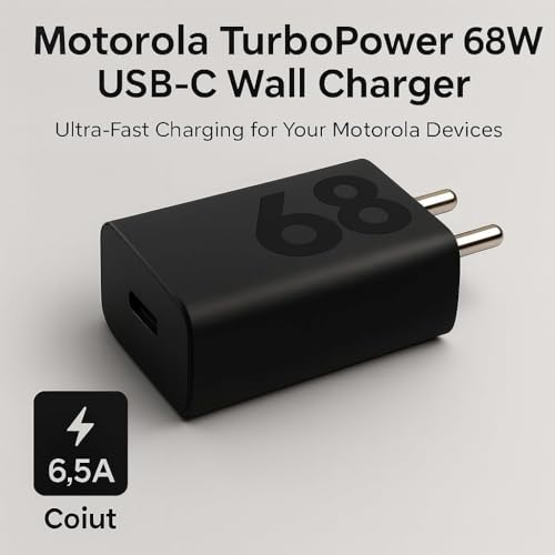 Motorola 68W TurboPower USB-C Charger for Edge 60 Pro, Moto Fusion Series, G-Series, Razr 60 & More – Fast Charging Adapter (Black)|B0G25VF4SP