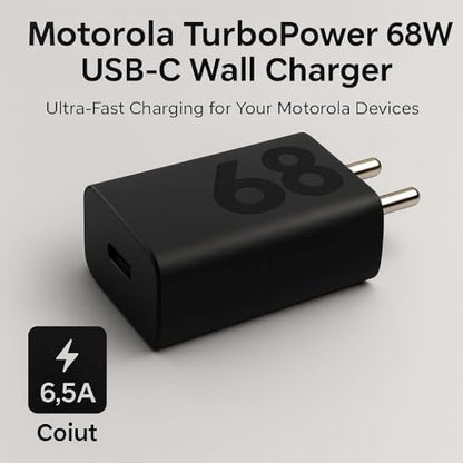 Motorola 68W TurboPower USB-C Charger for Edge 60 Pro, Moto Fusion Series, G-Series, Razr 60 & More – Fast Charging Adapter (Black)|B0G25VF4SP