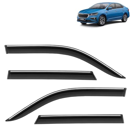 KINGSWAY Accessories Chrome Lining Door Visor Only Compatible with Maruti Suzuki Swift (Year 2024 Onwards) All Model, Premium Chromeline Unbreakable Car Rain Guard Side Rear Wind Deflectors, Pack of 4|B0D8TBQ1PM