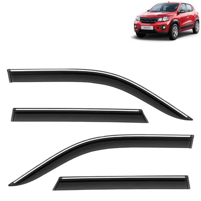 KINGSWAY Accessories Chrome Lining Door Visor Only Compatible with Maruti Suzuki Swift (Year 2024 Onwards) All Model, Premium Chromeline Unbreakable Car Rain Guard Side Rear Wind Deflectors, Pack of 4|B0D8TBQ1PM