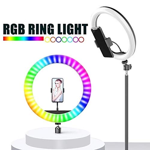 RGB 12 inch Ring Light with Stand 8 Feet Tripod Stand for Phone | Camera | 3 Color Modes Dimmable Lighting | for YouTube | Photo-Shoot | Video Shoot | Live Stream | Makeup & Vlogging|B09CGMRWGX