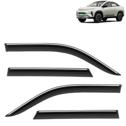 KINGSWAY Accessories Chrome Lining Door Visor Only Compatible with Maruti Suzuki Swift (Year 2024 Onwards) All Model, Premium Chromeline Unbreakable Car Rain Guard Side Rear Wind Deflectors, Pack of 4|B0D8TBQ1PM