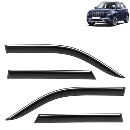 KINGSWAY Accessories Chrome Lining Door Visor Only Compatible with Maruti Suzuki Swift (Year 2024 Onwards) All Model, Premium Chromeline Unbreakable Car Rain Guard Side Rear Wind Deflectors, Pack of 4|B0D8TBQ1PM