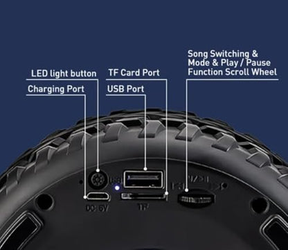 Drumstone Portable 8W Bluetooth Speaker with Mic | Mini Tyre Design Wireless Speaker | HD Stereo Sound with Rich Bass | Up to 10 Hours Playtime | Hands-Free Calling | Compact Travel|B0G2JB7YHH