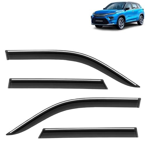 KINGSWAY Accessories Chrome Lining Door Visor Only Compatible with Maruti Suzuki Swift (Year 2024 Onwards) All Model, Premium Chromeline Unbreakable Car Rain Guard Side Rear Wind Deflectors, Pack of 4|B0D8TBQ1PM