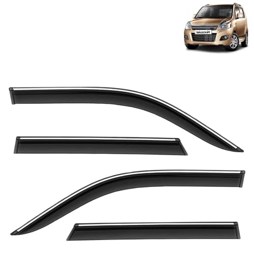 KINGSWAY Accessories Chrome Lining Door Visor Only Compatible with Maruti Suzuki Swift (Year 2024 Onwards) All Model, Premium Chromeline Unbreakable Car Rain Guard Side Rear Wind Deflectors, Pack of 4|B0D8TBQ1PM