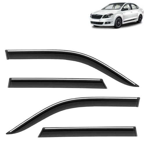KINGSWAY Accessories Chrome Lining Door Visor Only Compatible with Maruti Suzuki Swift (Year 2024 Onwards) All Model, Premium Chromeline Unbreakable Car Rain Guard Side Rear Wind Deflectors, Pack of 4|B0D8TBQ1PM