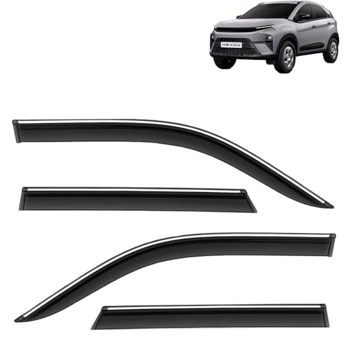 KINGSWAY Accessories Chrome Lining Door Visor Only Compatible with Maruti Suzuki Swift (Year 2024 Onwards) All Model, Premium Chromeline Unbreakable Car Rain Guard Side Rear Wind Deflectors, Pack of 4|B0D8TBQ1PM