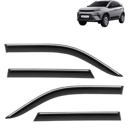 KINGSWAY Accessories Chrome Lining Door Visor Only Compatible with Maruti Suzuki Swift (Year 2024 Onwards) All Model, Premium Chromeline Unbreakable Car Rain Guard Side Rear Wind Deflectors, Pack of 4|B0D8TBQ1PM