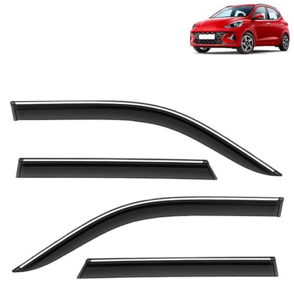 KINGSWAY Accessories Chrome Lining Door Visor Only Compatible with Maruti Suzuki Swift (Year 2024 Onwards) All Model, Premium Chromeline Unbreakable Car Rain Guard Side Rear Wind Deflectors, Pack of 4|B0D8TBQ1PM