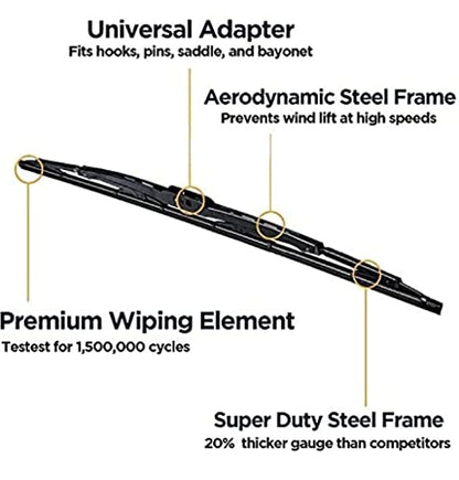 Euro Care Metal Type Wiper Blade Compatibility with Tata Altroz Windshield Car Wiper Blade Size D-24,P-16|B0B7XMDG6M