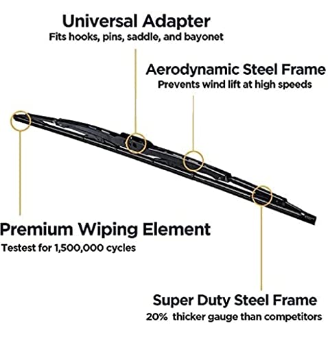 Euro Care Metal Type Wiper Blade Compatibility with Tata Altroz Windshield Car Wiper Blade Size D-24,P-16|B0B7XMDG6M