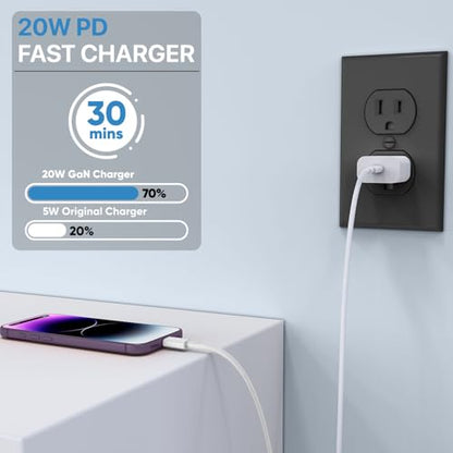 iPhone Charger Adapter 20W Lightning Cable Combo (MFi-Certified) Compatible with iPhone 14/14Plus/14Pro/14 Pro max13/13 Pro/13 Pro max/12/12 Pro/11/X/X|B0DS6HF5KJ