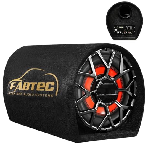 FABTEC 10 Inch Active Super Bass Tube Subwoofer for Car with Inbuilt Amplifier 4800W (Grey)|B0DP4X6S1Y