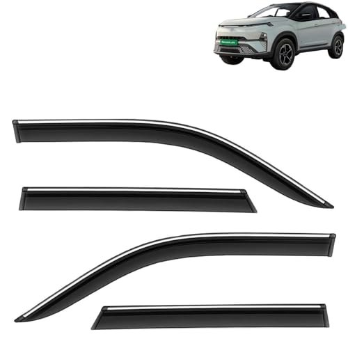 KINGSWAY Accessories Chrome Lining Door Visor Only Compatible with Maruti Suzuki Swift (Year 2024 Onwards) All Model, Premium Chromeline Unbreakable Car Rain Guard Side Rear Wind Deflectors, Pack of 4|B0D8TBQ1PM