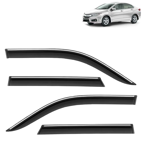 KINGSWAY Accessories Chrome Lining Door Visor Only Compatible with Maruti Suzuki Swift (Year 2024 Onwards) All Model, Premium Chromeline Unbreakable Car Rain Guard Side Rear Wind Deflectors, Pack of 4|B0D8TBQ1PM