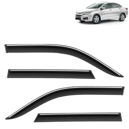 KINGSWAY Accessories Chrome Lining Door Visor Only Compatible with Maruti Suzuki Swift (Year 2024 Onwards) All Model, Premium Chromeline Unbreakable Car Rain Guard Side Rear Wind Deflectors, Pack of 4|B0D8TBQ1PM