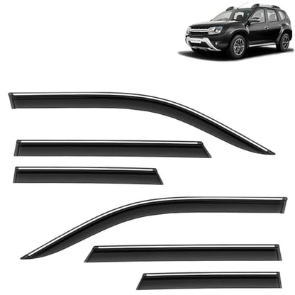 KINGSWAY Accessories Chrome Lining Door Visor Only Compatible with Maruti Suzuki Swift (Year 2024 Onwards) All Model, Premium Chromeline Unbreakable Car Rain Guard Side Rear Wind Deflectors, Pack of 4|B0D8TBQ1PM