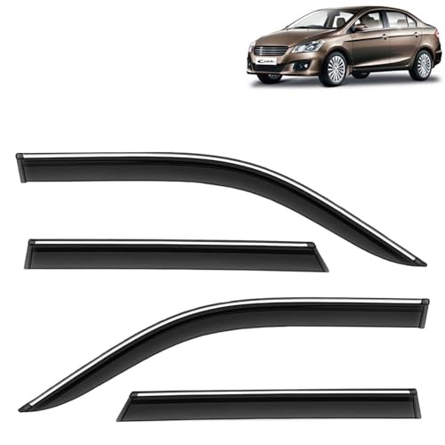 KINGSWAY Accessories Chrome Lining Door Visor Only Compatible with Maruti Suzuki Swift (Year 2024 Onwards) All Model, Premium Chromeline Unbreakable Car Rain Guard Side Rear Wind Deflectors, Pack of 4|B0D8TBQ1PM