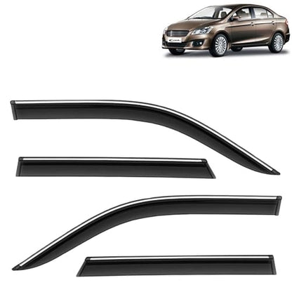 KINGSWAY Accessories Chrome Lining Door Visor Only Compatible with Maruti Suzuki Swift (Year 2024 Onwards) All Model, Premium Chromeline Unbreakable Car Rain Guard Side Rear Wind Deflectors, Pack of 4|B0D8TBQ1PM