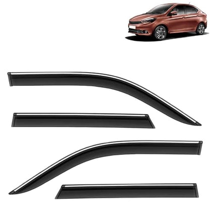 KINGSWAY Accessories Chrome Lining Door Visor Only Compatible with Maruti Suzuki Swift (Year 2024 Onwards) All Model, Premium Chromeline Unbreakable Car Rain Guard Side Rear Wind Deflectors, Pack of 4|B0D8TBQ1PM